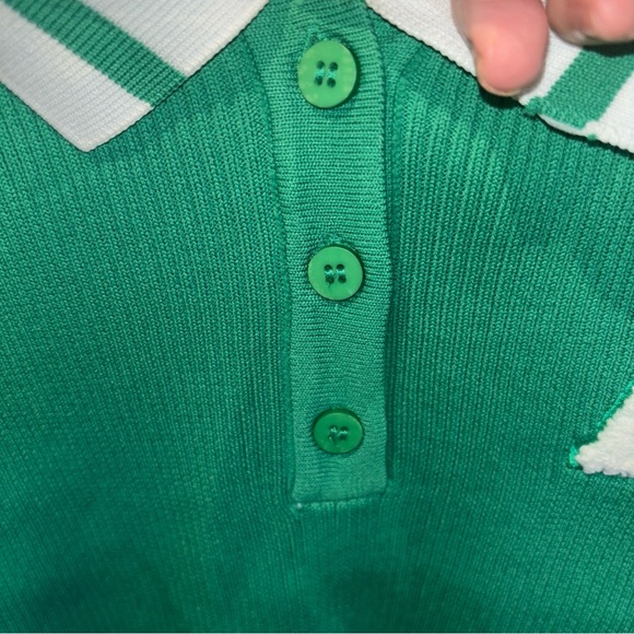 JOLIE & Joy  GREEN XL  JR. MONOGRAM A RIBBED CROPPED PREPPY PULLOVER - Picture 5 of 13